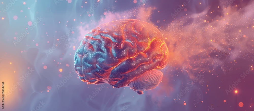 A digital illustration of a human brain glowing with energy against a cosmic backdrop A digital illustration of a human brain glowing with energy against a cosmic backdrop