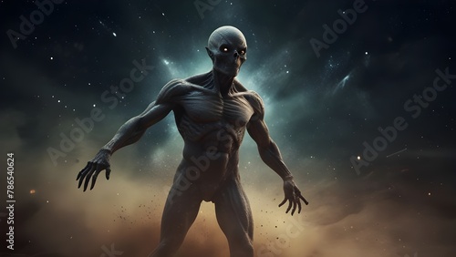 a figure representing a space Giant. muscular humanoid creature. mystical extraterrestrial
