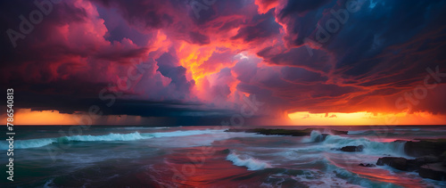 A storm of color unfolds as hues collide and merge.