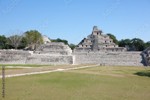 Mexico ruins of the city of Maya Edzna in the evening light photo