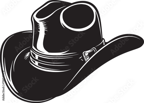 cowboy hat engraved vector illustration