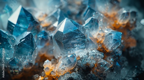 A cluster of blue and yellow crystals.