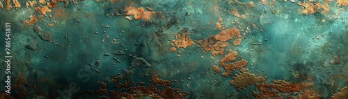 A copper plate with a green patina. photo