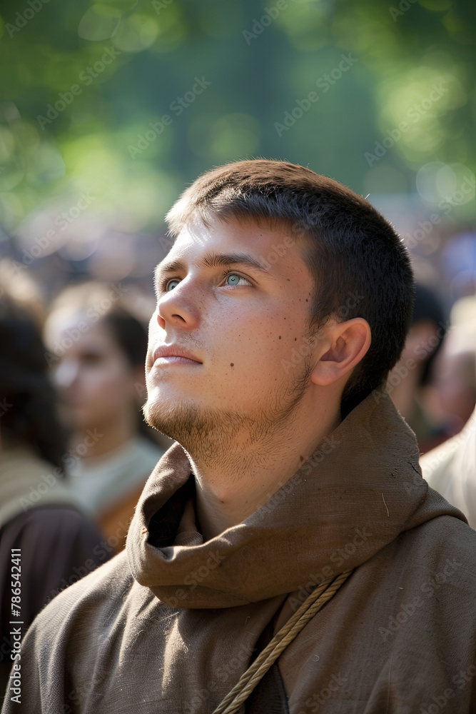 Franciscan monk seen during a religious celebration Franciscan monk seen during a religious celebration