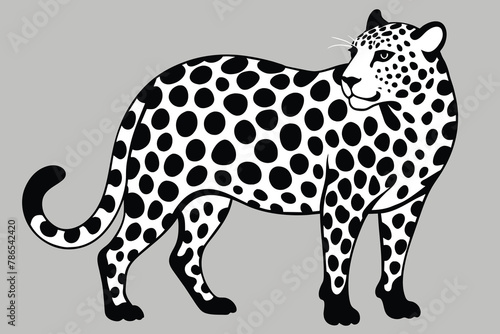 Leopard spots pattern design  black and white vector illustration background. wildlife fur skin design