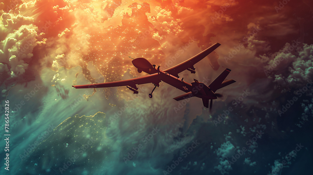 Military Drone Flying Above The Skies Military Drone Flying Above The Skies