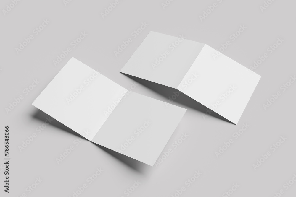 Blank bi-fold square brochure for mockup Blank bi-fold square brochure for mockup