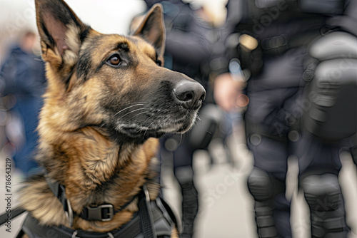 Police dog at crime scene