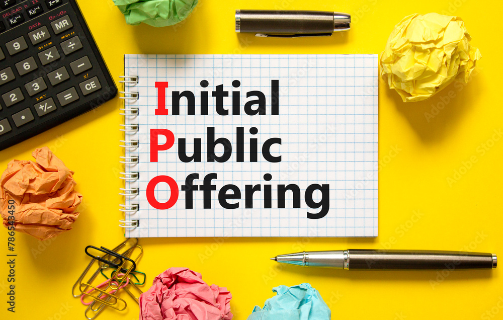 IPO initial public offering symbol. Concept words IPO initial public offering on beautiful white note. Beautiful yellow background. Business IPO initial public offering concept. Copy space. IPO initial public offering symbol. Concept words IPO initial public offering on beautiful white note. Beautiful yellow background. Business IPO initial public offering concept. Copy space.