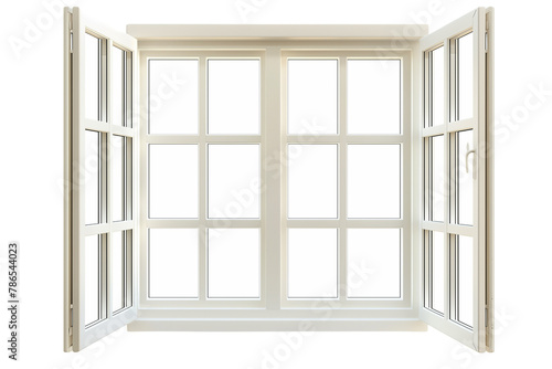 Classic Bay Window Opened Inwards - Isolated on White Transparent Background  PNG 