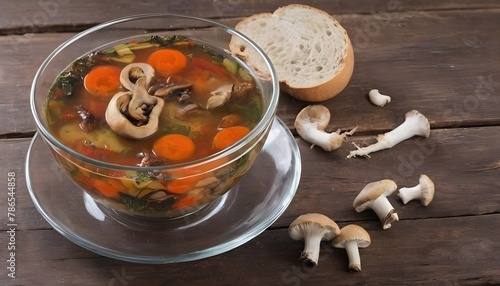 vegetable vegetarian soup with dried mushrooms