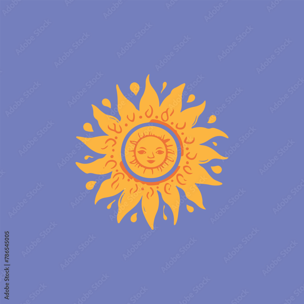 Sun vector, joyful sun, icon, illustration, The sun with a face Sun vector, joyful sun, icon, illustration, The sun with a face
