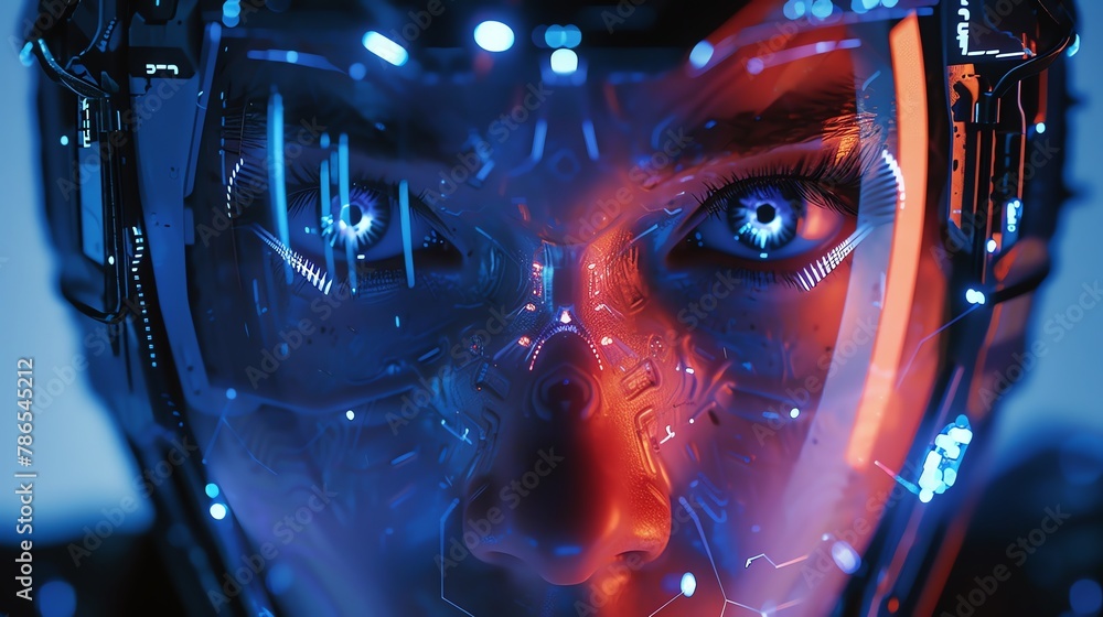 Explore the intersection of futuristic technologies and horror thrills through unexpected camera angles at eye level Dive into the sinister depths of AI, robotics, or virtual reality with a twisted pe