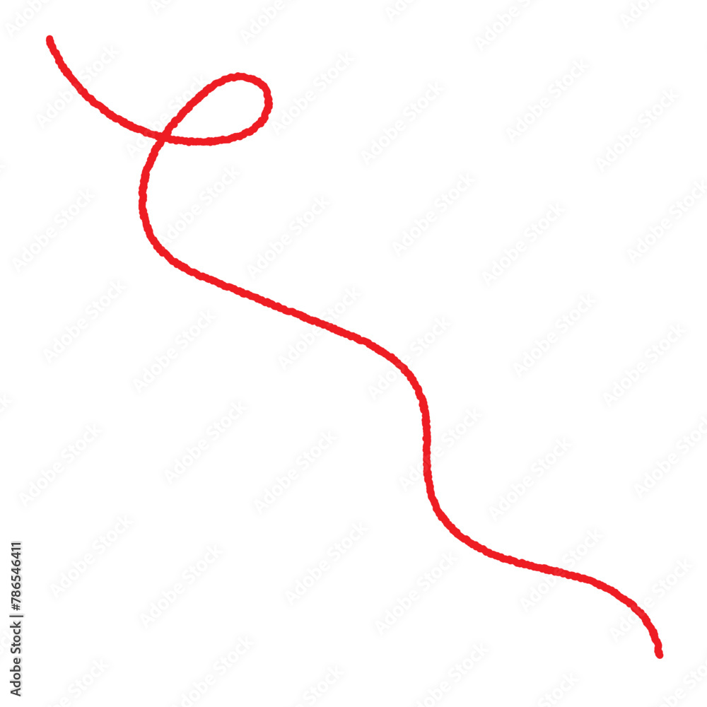 Red thread isolates on a white background. 