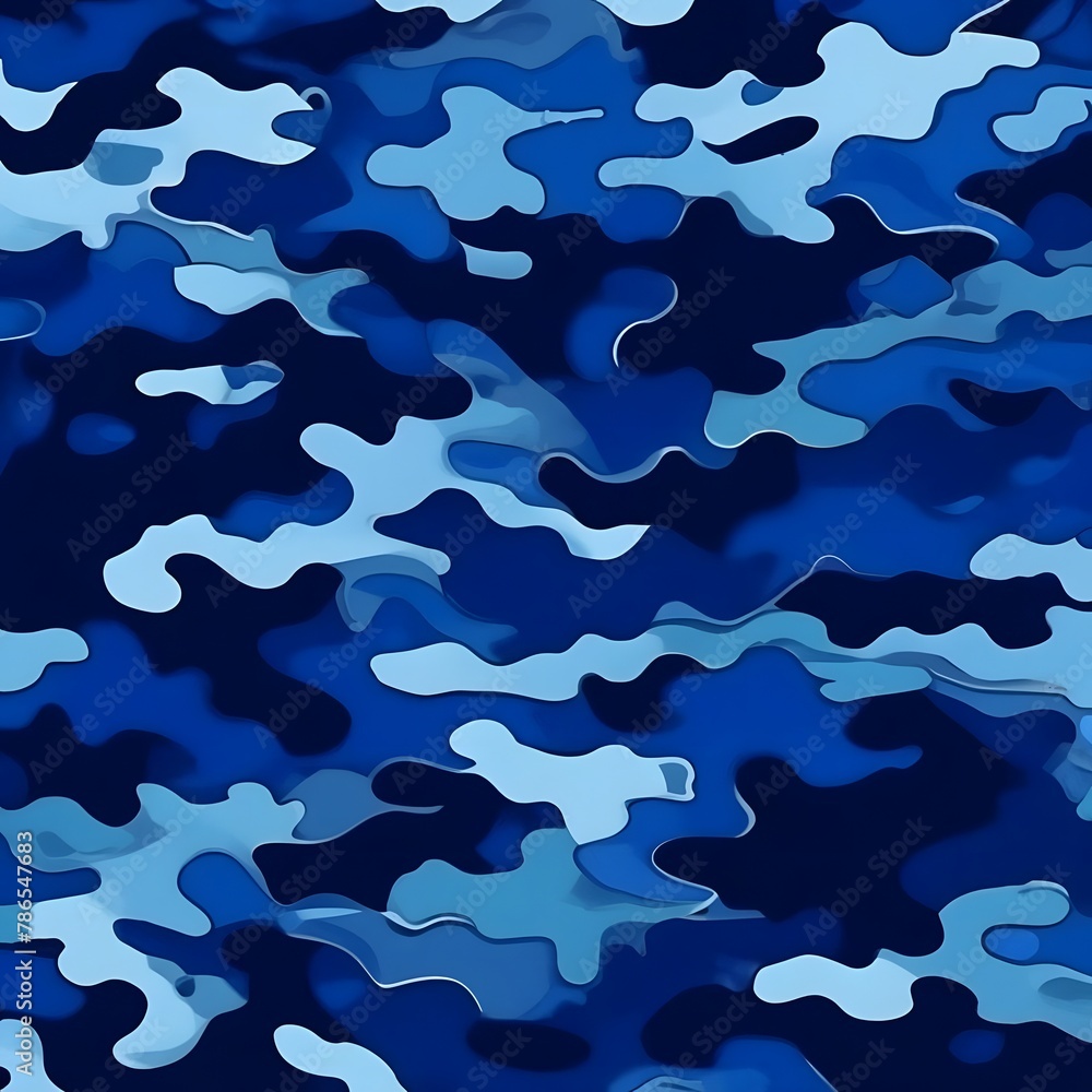 Camouflage texture blue background army pattern, classic naval camouflage, textile print
