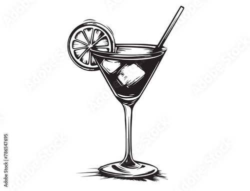 martini glass with ice