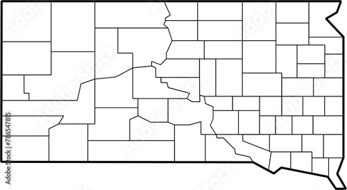 outline drawing of south dakota state map. photo