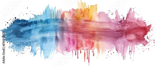 A colorful watercolor painting with a rainbow stripe