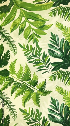 A green leafy patterned cloth with a white background