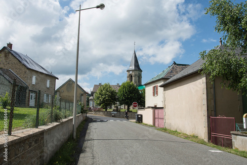 small village with church in the French region of the Auvergne