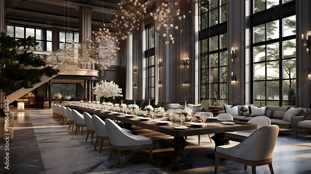 elegant interiors of a dining area 