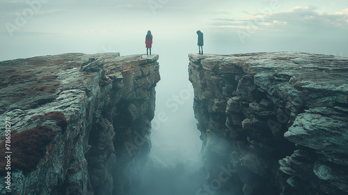 Two rocks on different sides are people far from each other