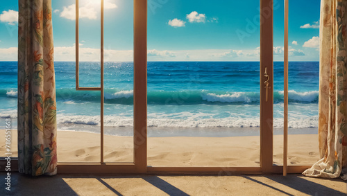 Wallpaper Mural Window with sea view Torontodigital.ca