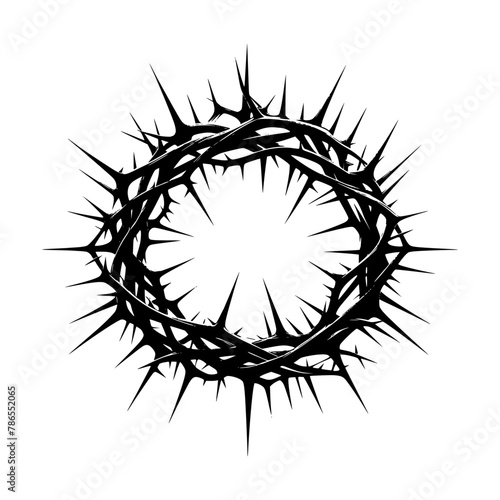 Black illustration of a crown of thorns. vector logo for crucifixion.
