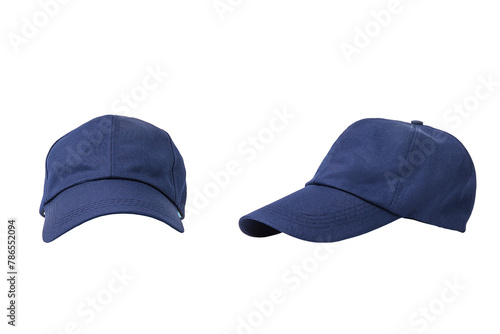 Blue baseball cap with transparent background