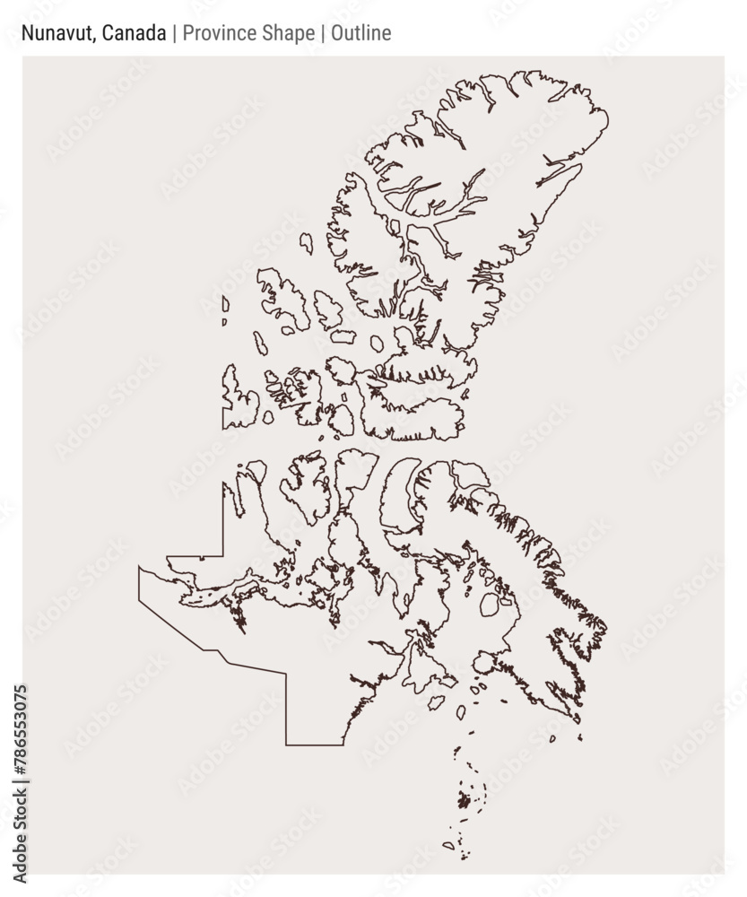 Nunavut, Canada. Simple vector map. Province shape. Outline style. Border of Nunavut. Vector illustration.