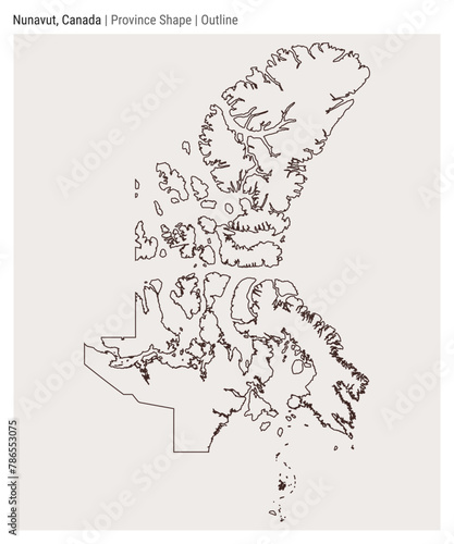 Nunavut  Canada. Simple vector map. Province shape. Outline style. Border of Nunavut. Vector illustration.