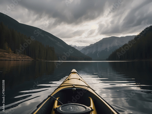 Kayaking on a Mountain Lake photo
