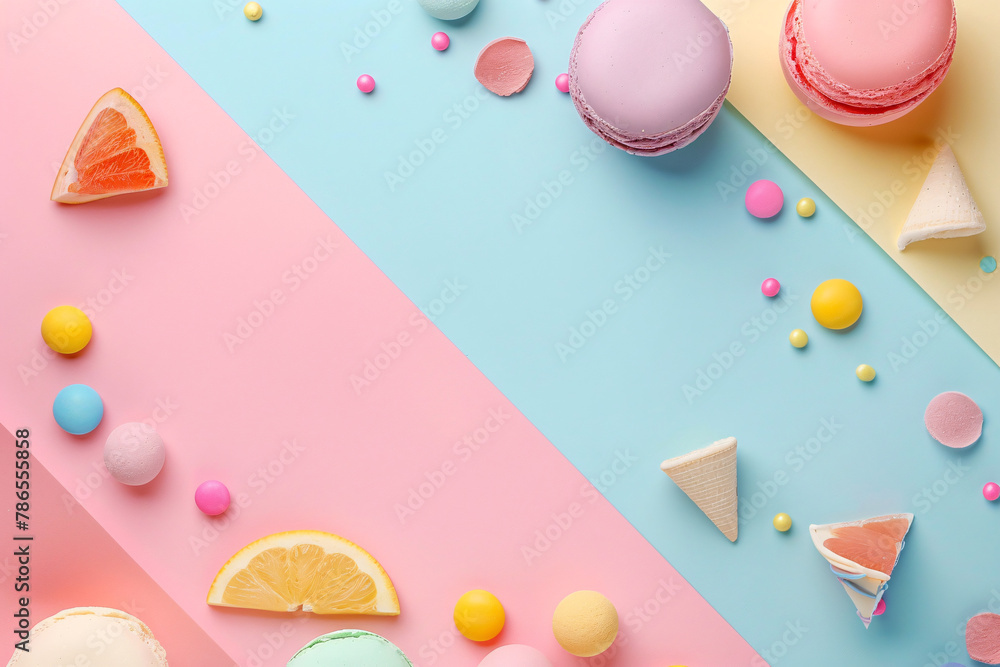 Abstract food background with ingredients such as fruits vegetables and spices Abstract food background with ingredients such as fruits vegetables and spices
