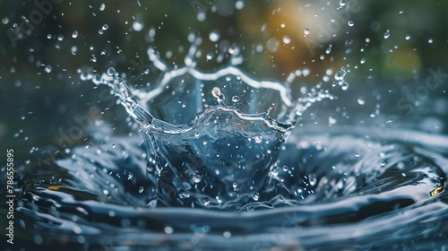 Water Droplet Splash: Capture the moment of impact as a water droplet splashes into a puddle 