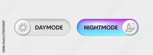 Day night switch buttons. Mobile app interface design concept. Dark mode switch icon. Day and night mode app buttons. Switch toggle app gradient interface. Night mode slider. Vector