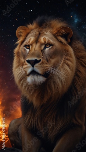  Leo ignites cosmic fire  blazing with creativity and inspiration  a symbol of boundless power.  A Digital Artwork ar 9 16.