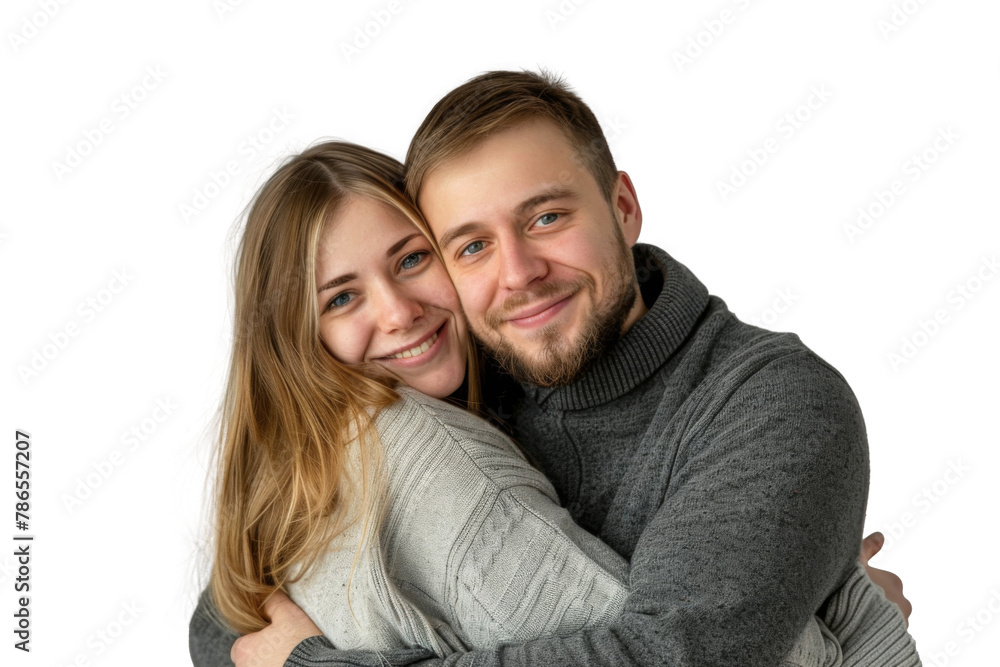 Portrait of happy couple hugging and holding together with smiling isolated on transparent png background, loving moment, romantic scene. Portrait of happy couple hugging and holding together with smiling isolated on transparent png background, loving moment, romantic scene.