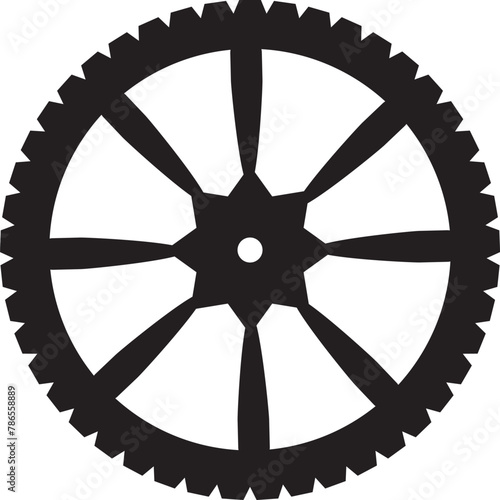 Black vector gear wheel silhouette isolated on white background. Industrial cog icon with mechanical design, ideal for engineering, machinery, technology, automation, and branding.