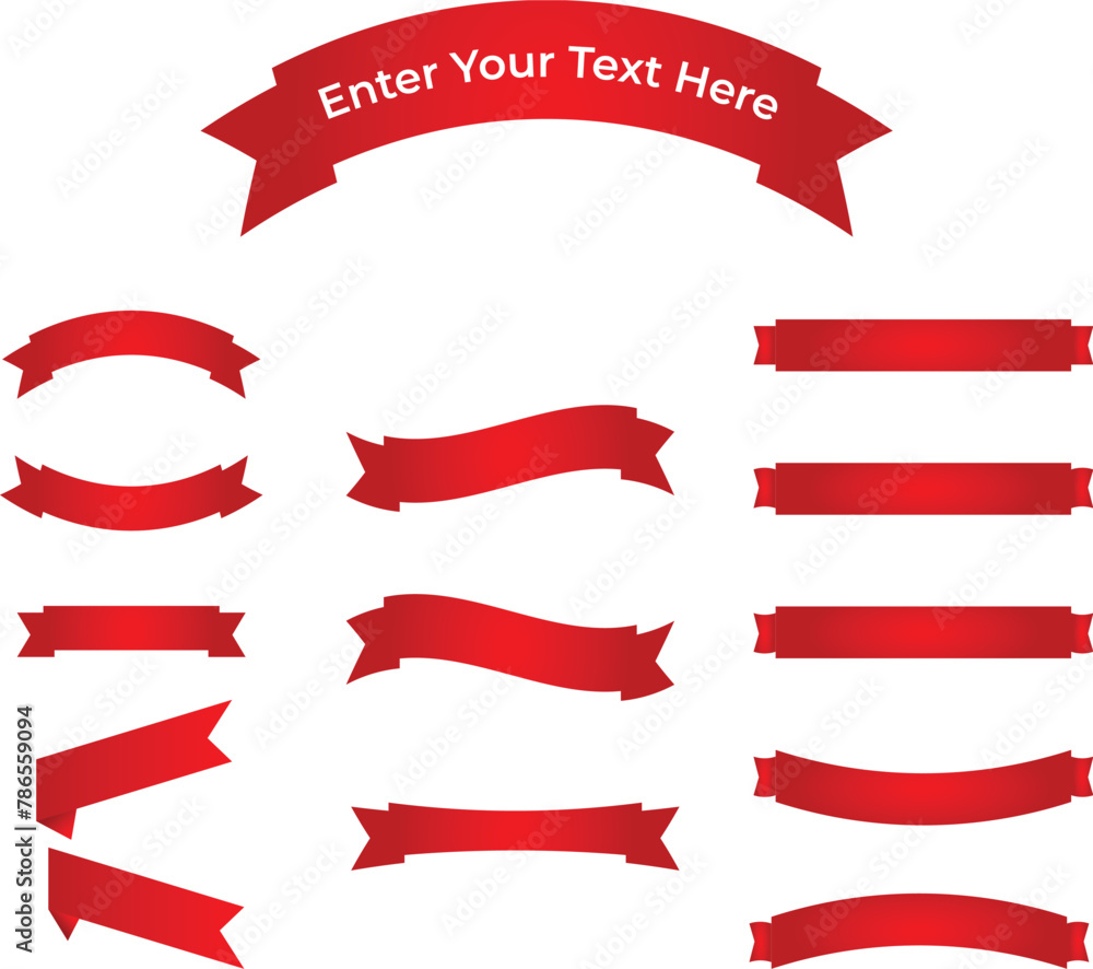 Collection Of Vector Ribons in Red gradient color