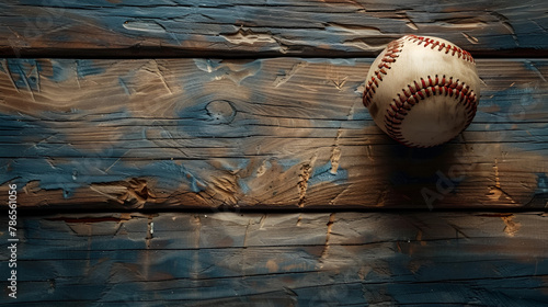 Baseball on wooden background, ai generated