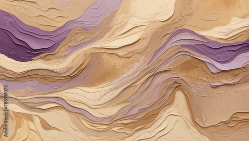 Layered sand intricate pattern violet gold beige rough texture, abstract background or wallpaper.