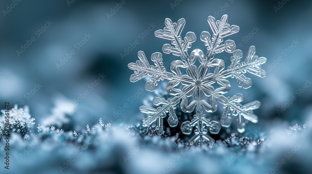 A delicate snowflake in intricate detail. AI generate illustration