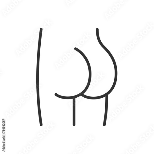 Buttocks, linear icon, butt or ass. Line with editable stroke