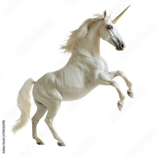 A unicorn rearing up on transparent background, png 