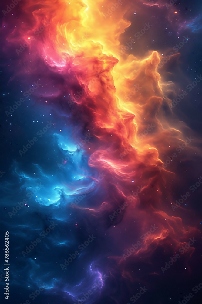 A mesmerizing galaxy with vibrant colors and sparkling stars. AI generate illustration