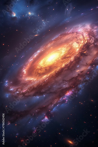 A mesmerizing galaxy with vibrant colors and sparkling stars. AI generate illustration