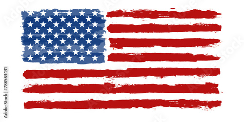 American flag paint texture. Grunge USA Flag. Vector Illustration for Celebration Holiday 4 of July American President Day. Stars and stripes