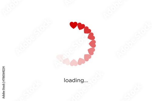 Gradual falling in love (progress of love). The gradual development or anticipation of love, corresponding to the image of a download icon made of hearts