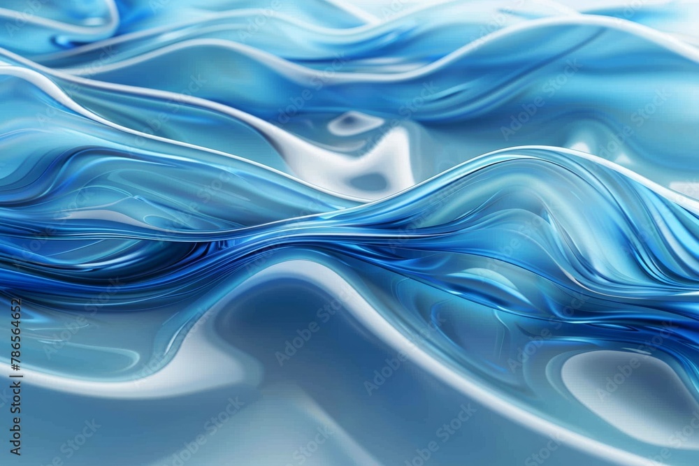 Fototapeta premium Contemporary blue wave design, sleek abstract background