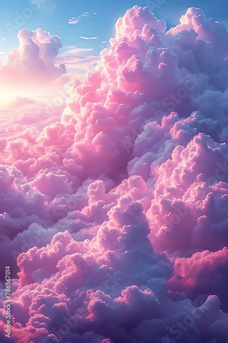 Whimsical of dreamy clouds against a gradient sky. AI generate illustration